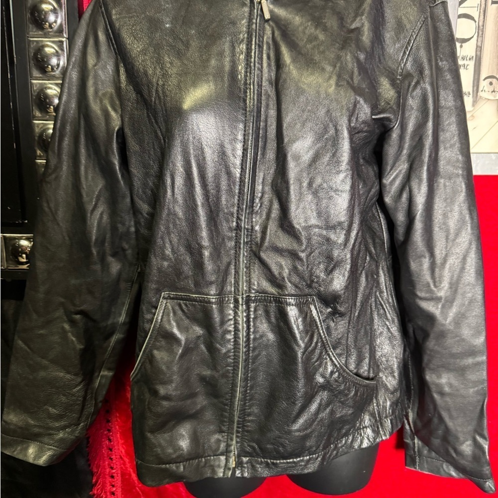 JACQUELINE FERRAR Genuine Lambskin Leather Jacket - Picture 4 of 8